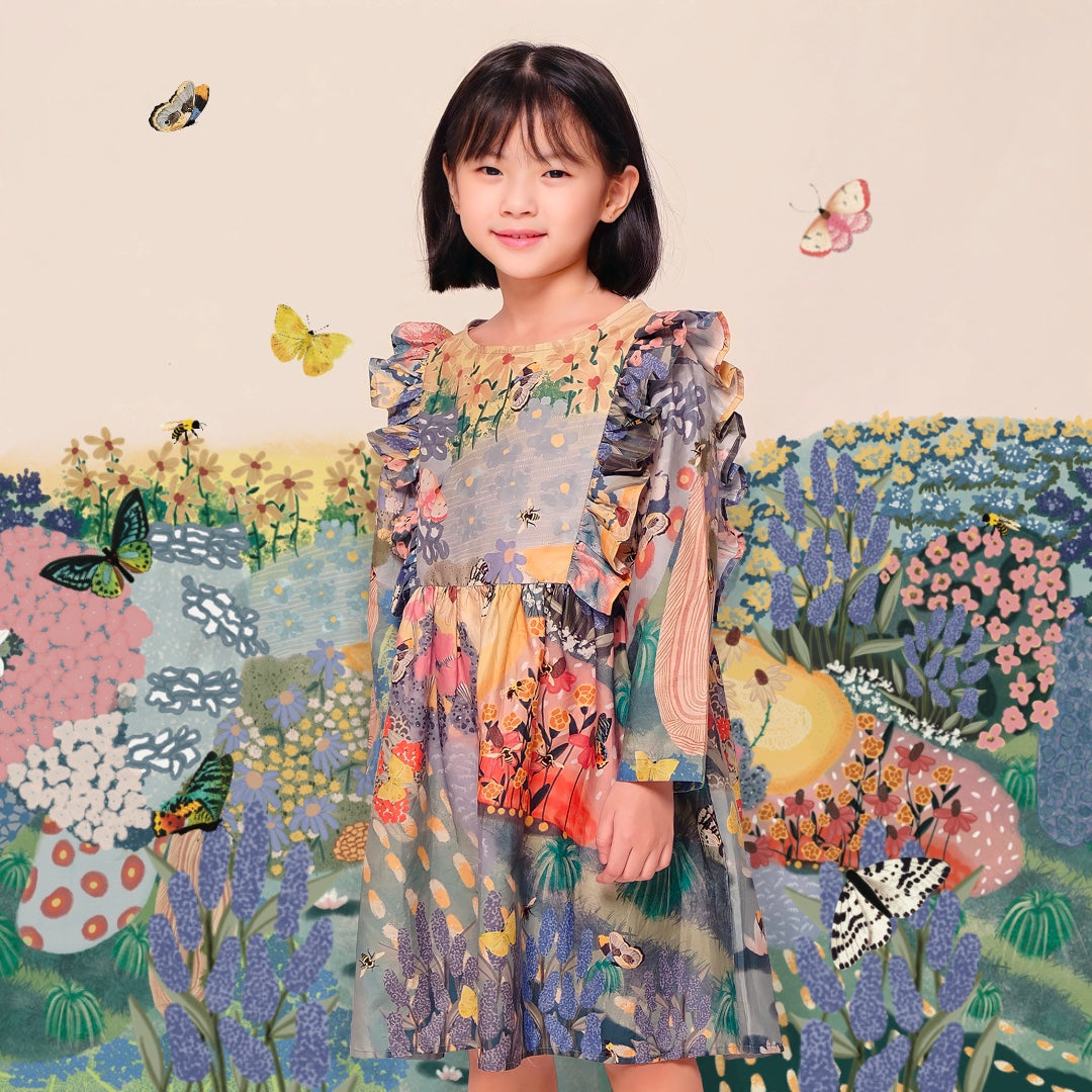 Butterflies & Bees Long Sleeved Dress - PREORDER