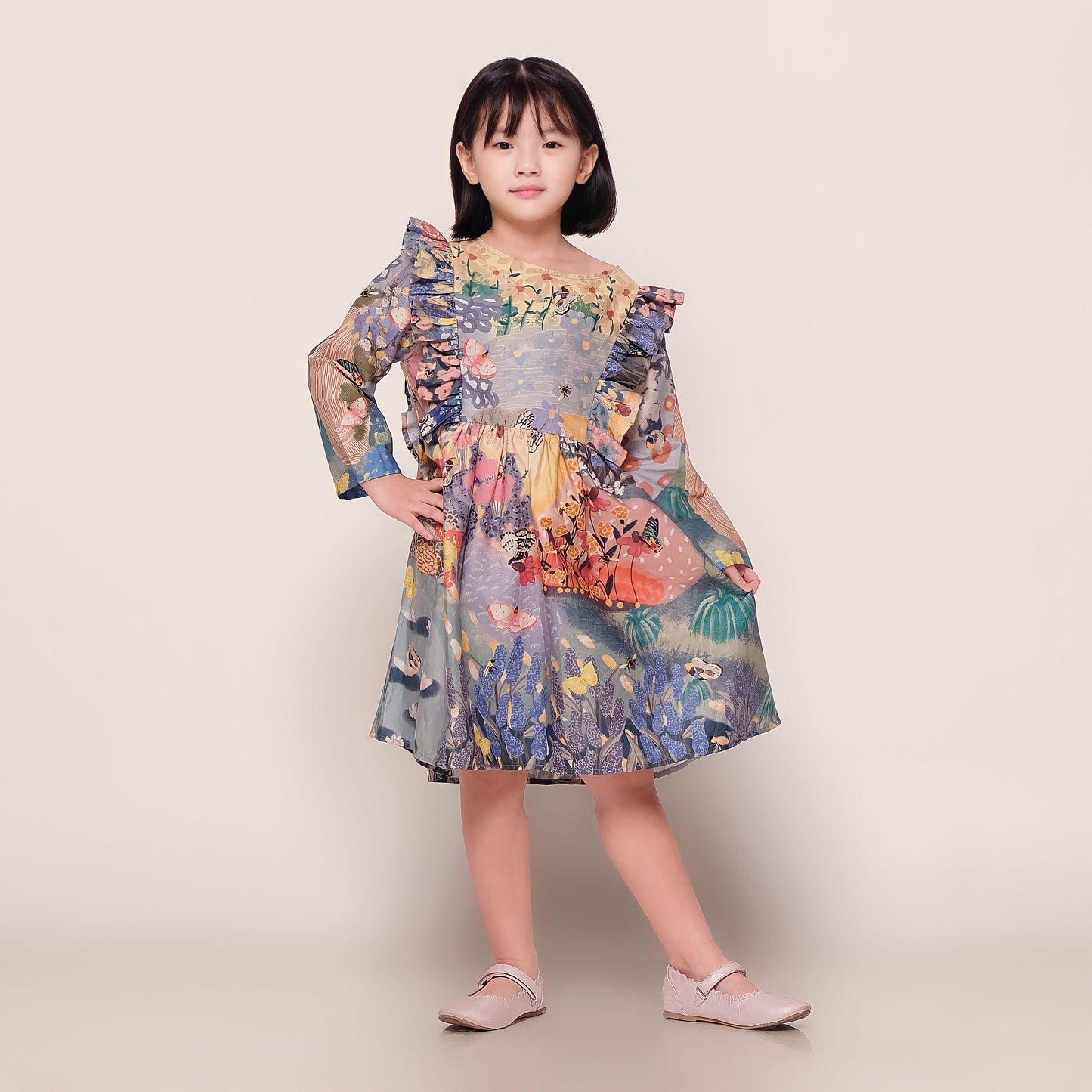 Butterflies & Bees Long Sleeved Dress - PREORDER