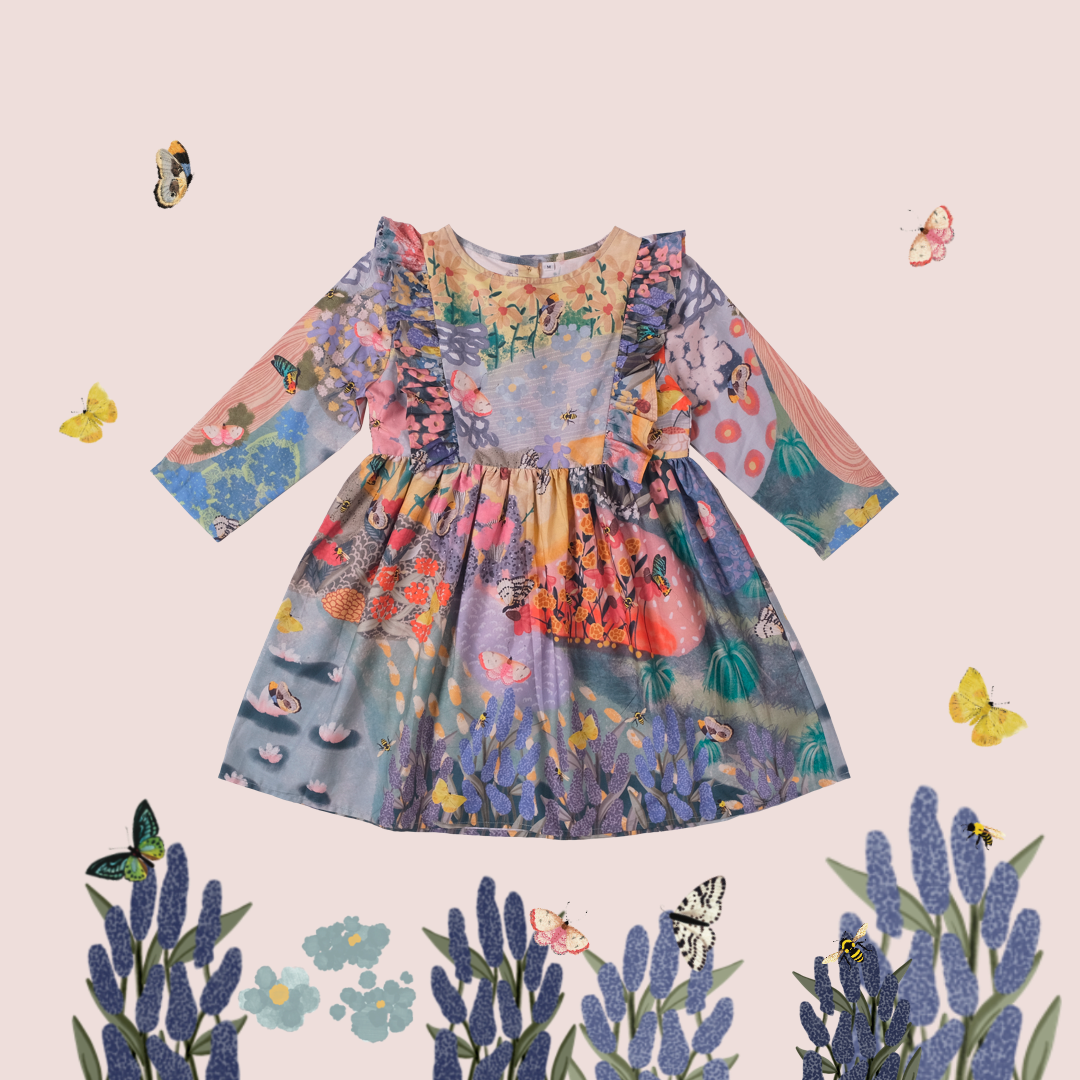 Butterflies & Bees Long Sleeved Dress - PREORDER